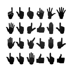 Hand gesture icon set icons of silhouette black illustration isolated on a transparent background