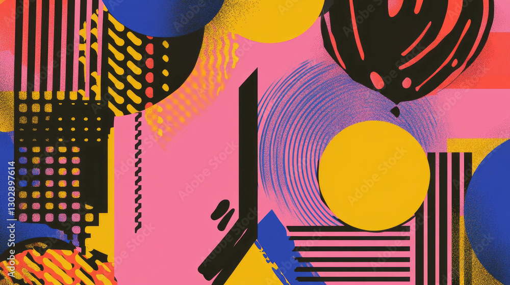 Poster Vibrant abstract background with overlapping geometric shapes for modern design