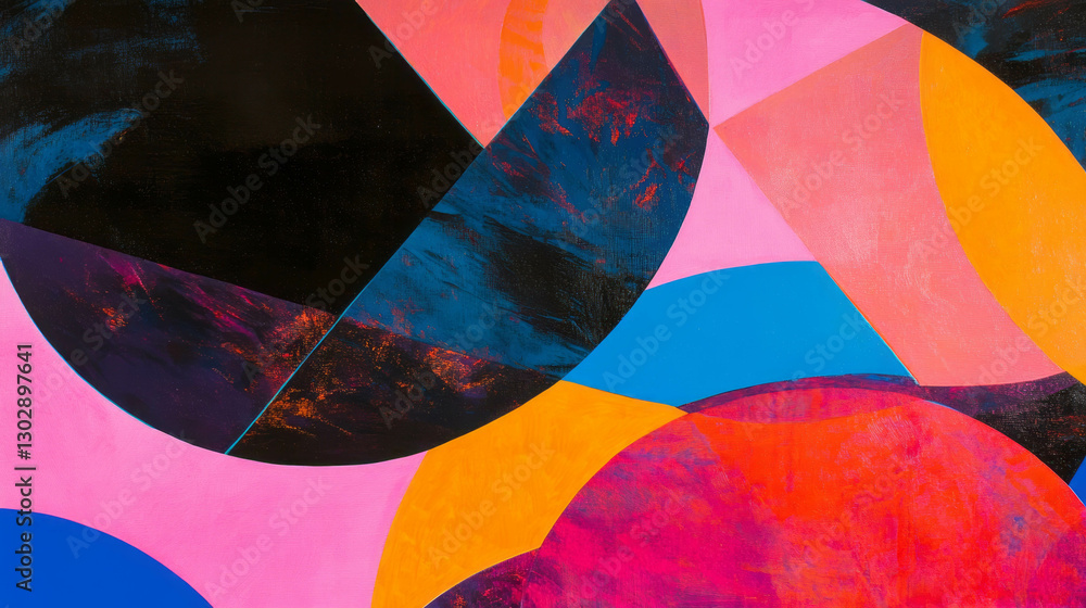 Poster vibrant abstract background with overlapping geometric shapes and bright colors