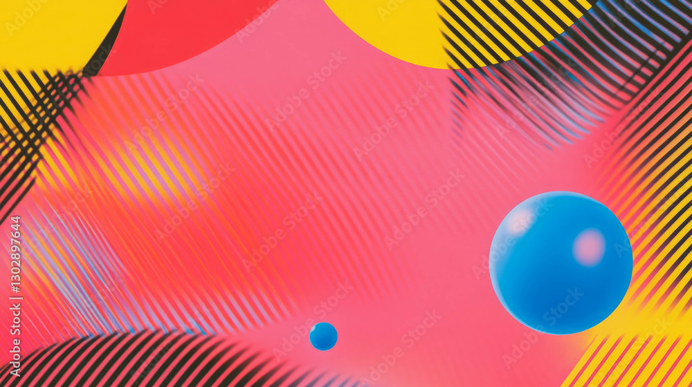 Poster Vibrant abstract background with overlapping geometric shapes and colors