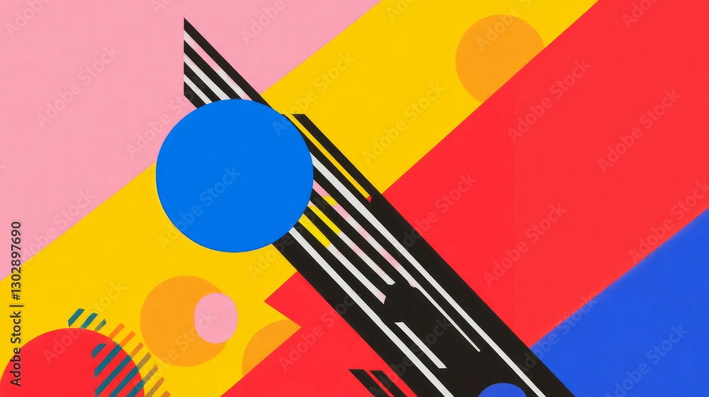 Poster vibrant abstract design with overlapping geometric shapes for modern art projects