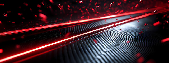 Sleek Carbon Fiber with Red Laser Beams