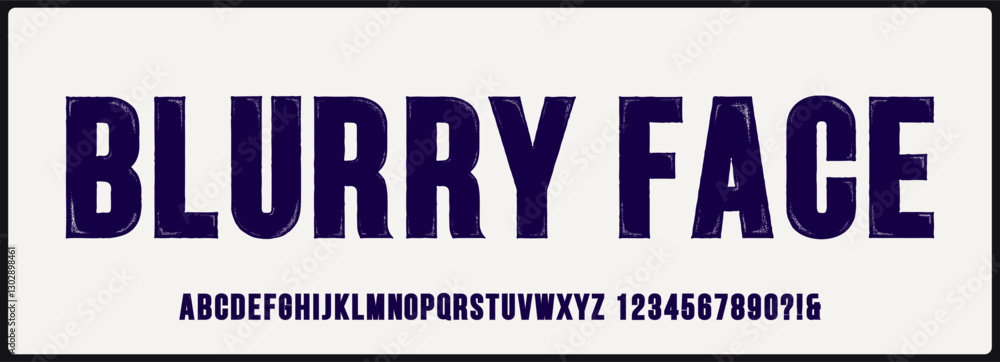 Poster condensed rough vector font. uppercase and number alphabet with soft texture.