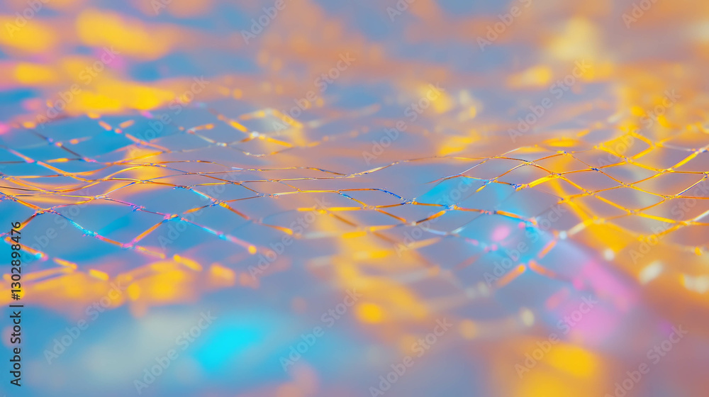 Poster Abstract metallic reflections with vibrant mesh pattern