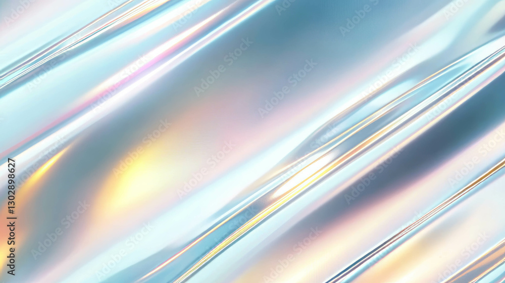 Poster Metallic reflections in abstract background with colorful light effects