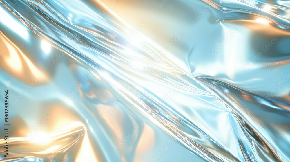 Poster Shimmering metallic abstract background with fluid reflections for modern design