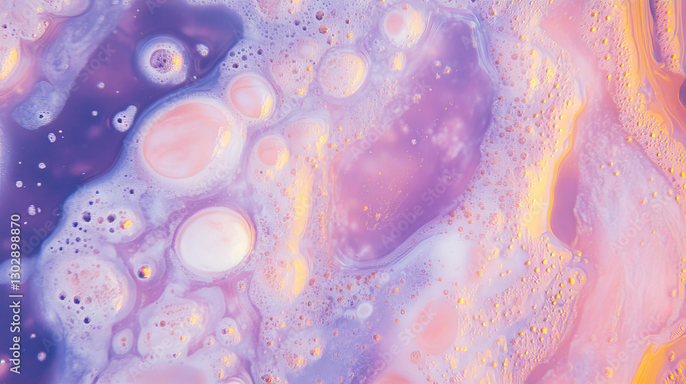 Poster abstract fluid art with microscopic textures and soft pastel colors for modern design