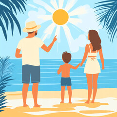 Family enjoying beach day under the sun, creating joyful summer memories together.