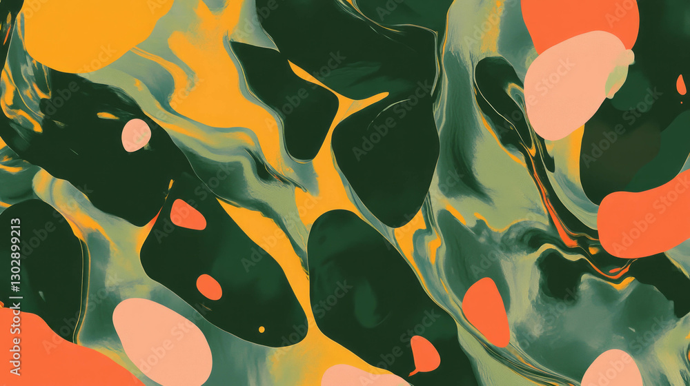 Poster vibrant abstract background with organic flowing shapes for modern design