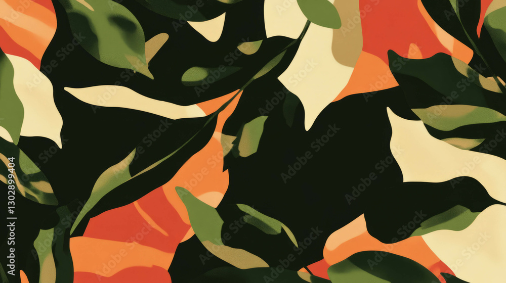 Poster abstract organic shapes with colorful leaves design for artistic projects