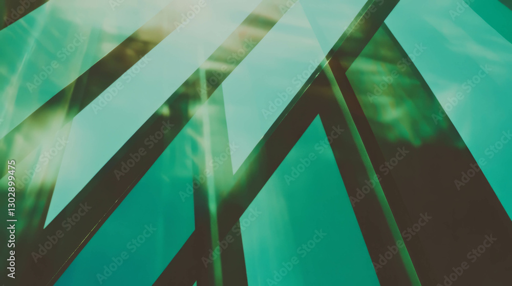 Poster Abstract green background with sharp geometric lines for modern design projects