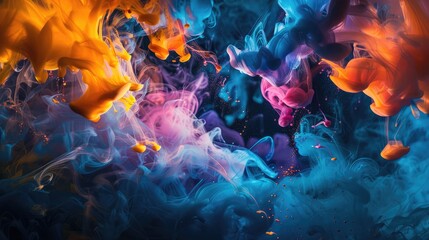 Fototapeta premium Vibrant Swirls of Colorful Smoke Creating Ethereal Visual Effects