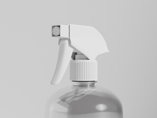 Aluminum can sprayer packaging, realistic cylindrical Trigger spray bottle 3d mockup, metallic container wtih liquid water mist dispenser head, empty design 500 ml atomizer mockup