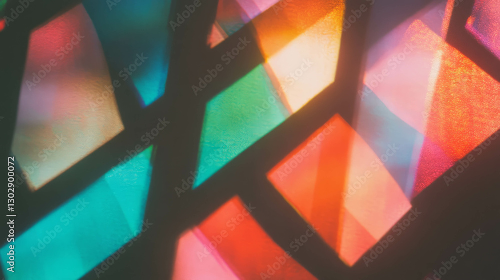 Poster Vibrant stained glass abstract background with colorful geometric patterns for artistic design