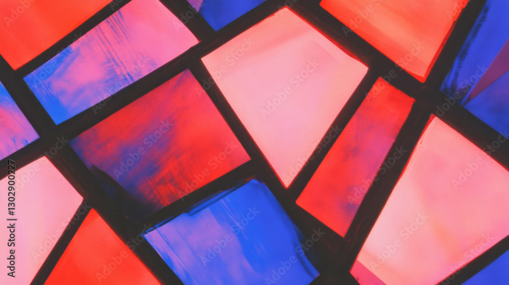 Poster vibrant abstract background with geometric stained glass patterns for art design