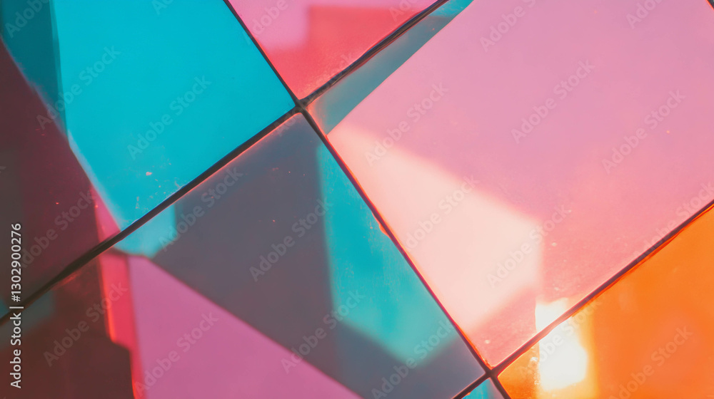 Poster vibrant abstract background featuring colorful stained glass window pattern