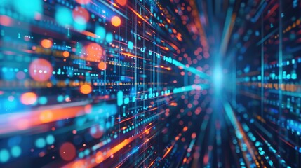 Obraz premium Dynamic Digital Data Flow in a Futuristic Space