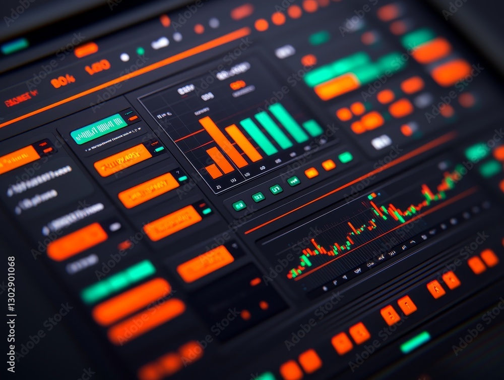 Aufkleber futuristic digital interface design technology hub data visualization cyber environment close-up int