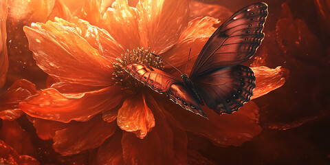 Vibrant Butterfly with Intricate Patterns and Large Eyespots Resting on a Rock