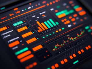 Futuristic Digital Interface Design Technology Hub Data Visualization Cyber Environment Close-Up Interactive Analytics