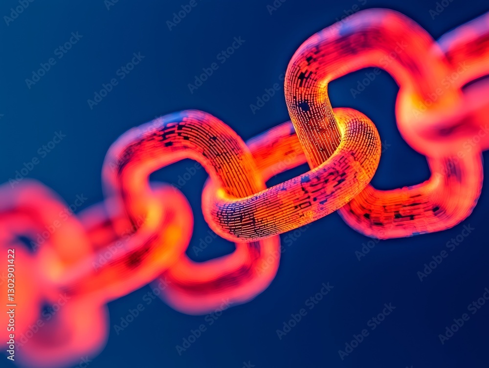 Poster abstract digital chain link network virtual environment graphic content futuristic setting close-up 