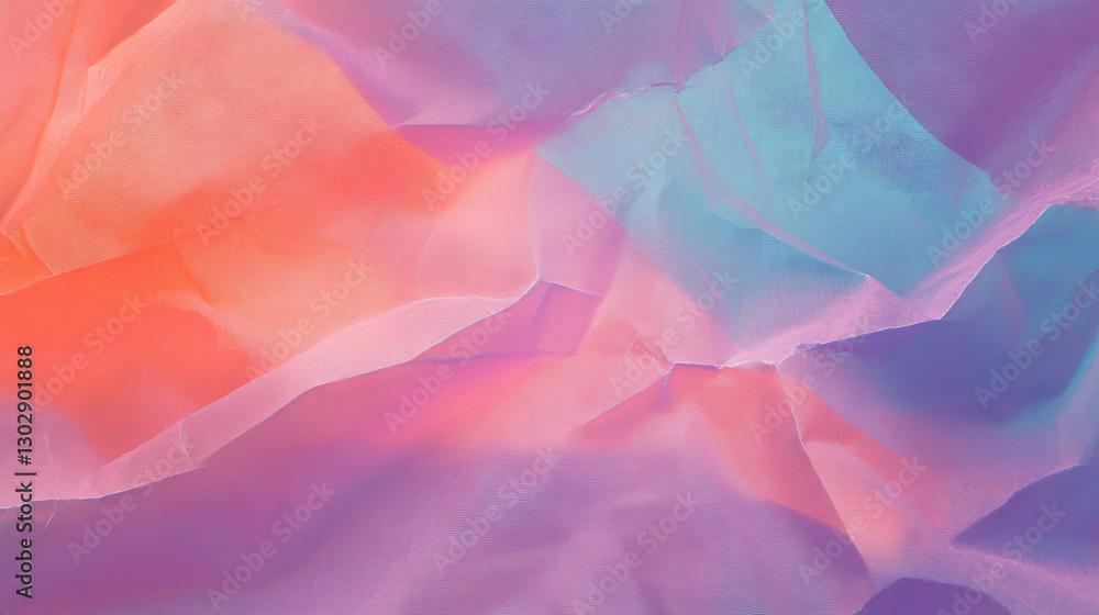 Poster vibrant abstract composition with textured crumpled paper in soft pastel tones