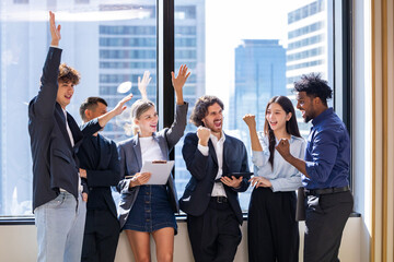 Team of young diversity entrepreneurs and startup have business meeting and encouraging each other...