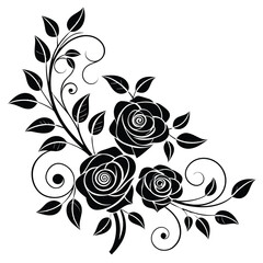 Timeless Black Rose Artwork Detailed Floral Vector Graphics