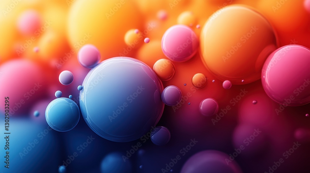 Poster colorful abstract background with spherical elements in gradient hues
