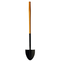Black Gardening Spade with Wooden Handle for Soil Turning and Planting in Outdoor Gardens