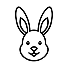 Easter bunny face icon, simple, black outline, symbol of Easter celebrations