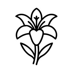 Easter lily flower icon, simple, black outline, symbol of purity and renewal