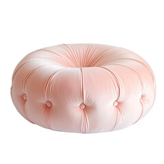 Fototapeta premium Soft Pink Round Cushioned Ottoman with Button Detailing for Modern Interior Design Inspiration