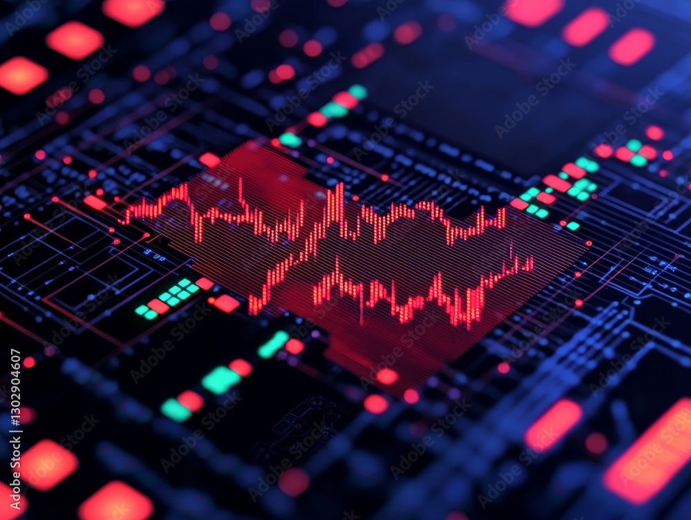 Poster dynamic stock market data visualization digital environment abstract graphic technology concept futu