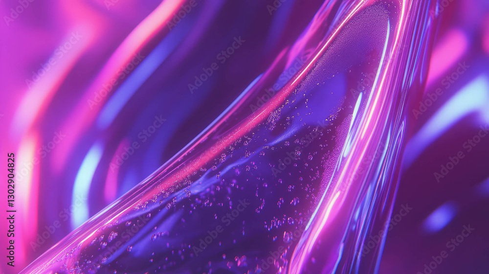 Poster Deep indigo and violet oil texture with flowing abstract pattern