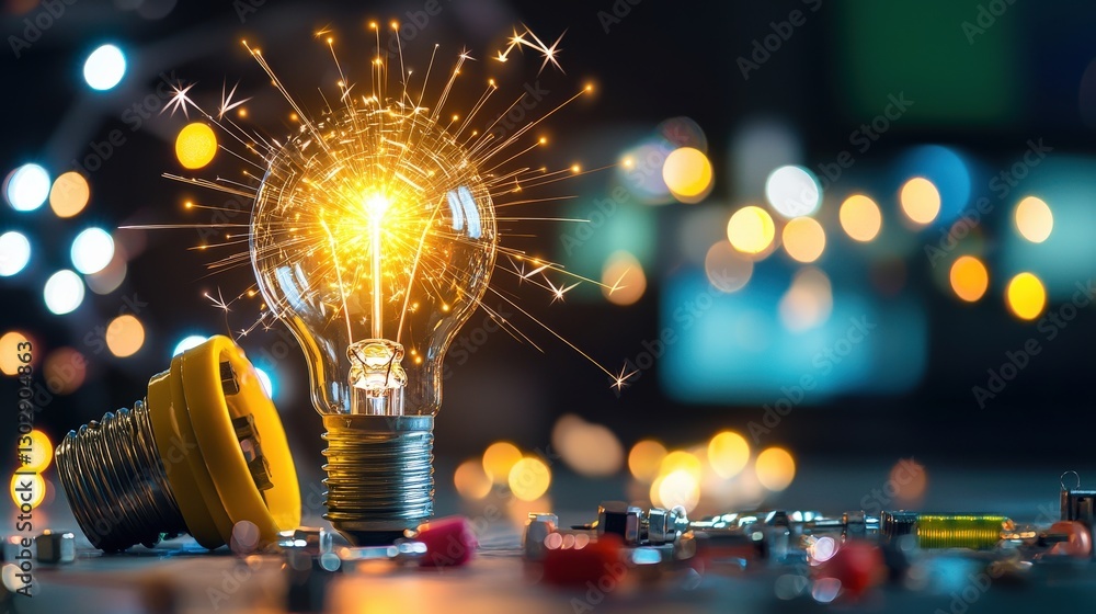 Poster technology innovation captured in glowing programming tools.
