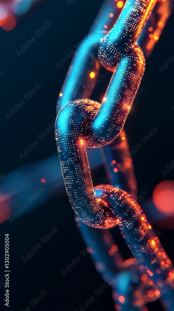 Poster dynamic abstract digital chain link representation cyberspace graphic art high-tech environment clos