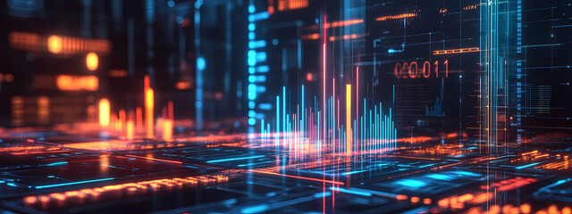 Fototapeta premium Futuristic Digital Analytics in Neon Light