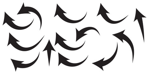 vector icon of a thin long arrow. Black arrows vector illustration. Icons isolated. black long arrow