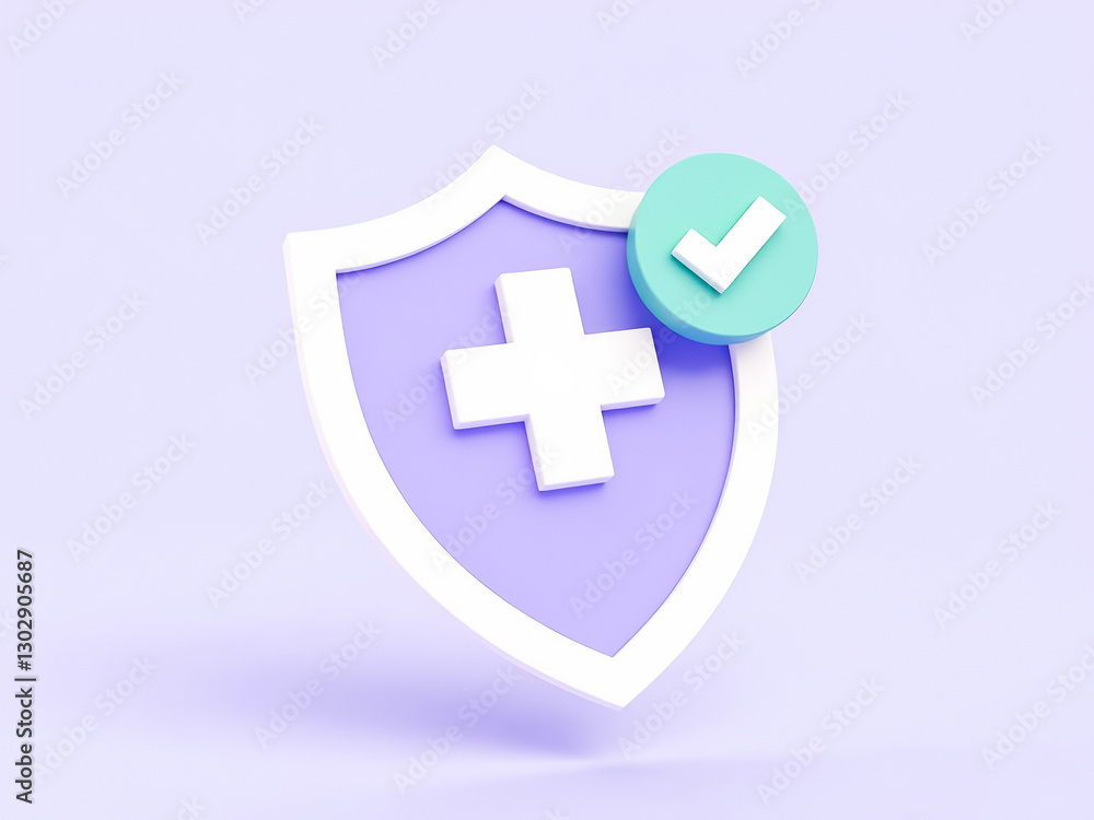 Poster 3d render of a protective shield with and checkmark
