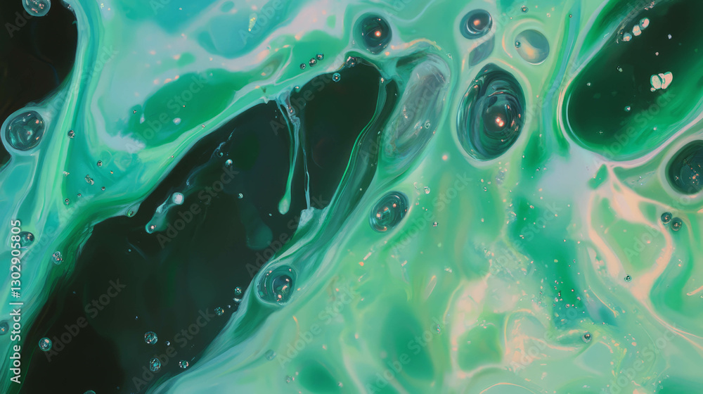 Poster vivid emerald green oil texture with abstract patterns for creative design