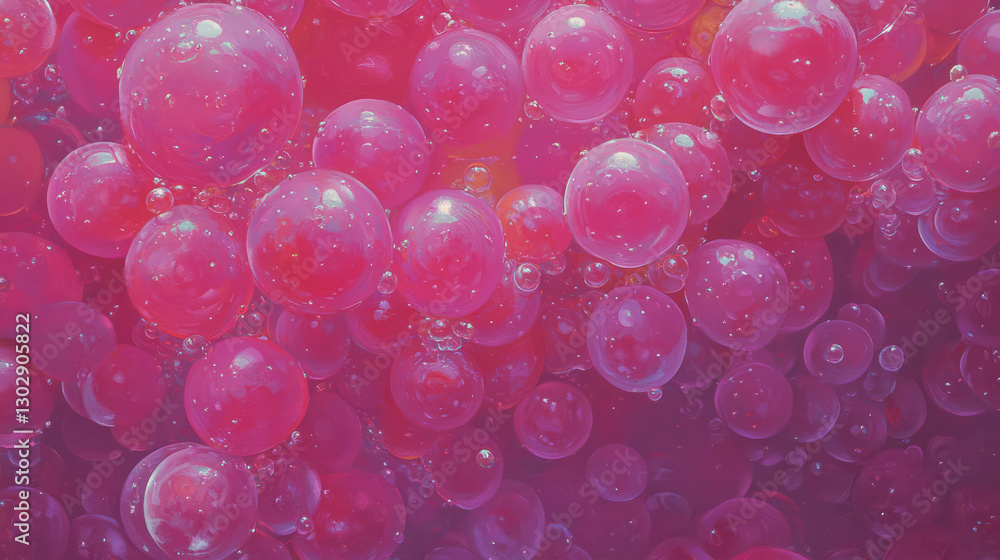 Aufkleber close-up of vibrant magenta oil substance texture with spherical forms