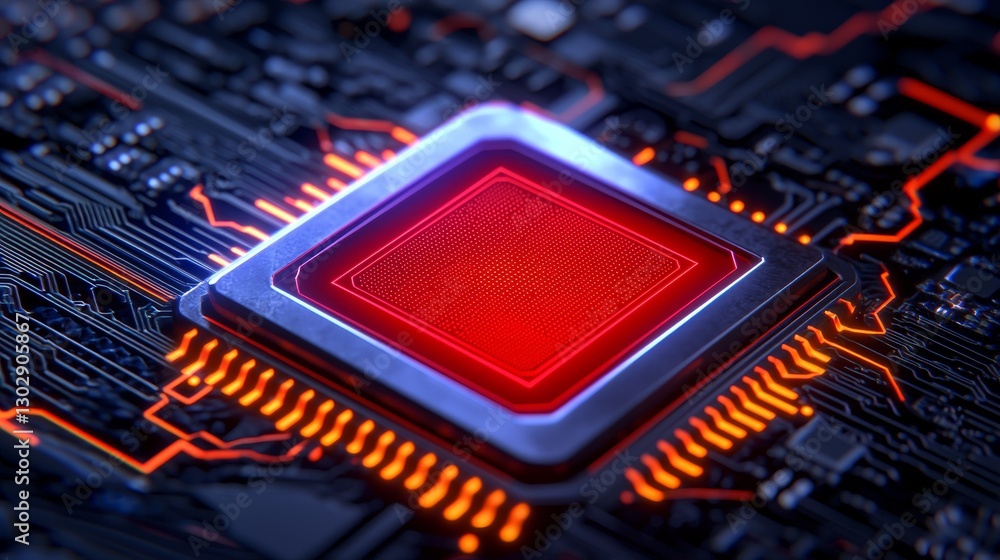 Poster high-tech cpu processor showcase tech lab digital photography close-up futuristic design concept