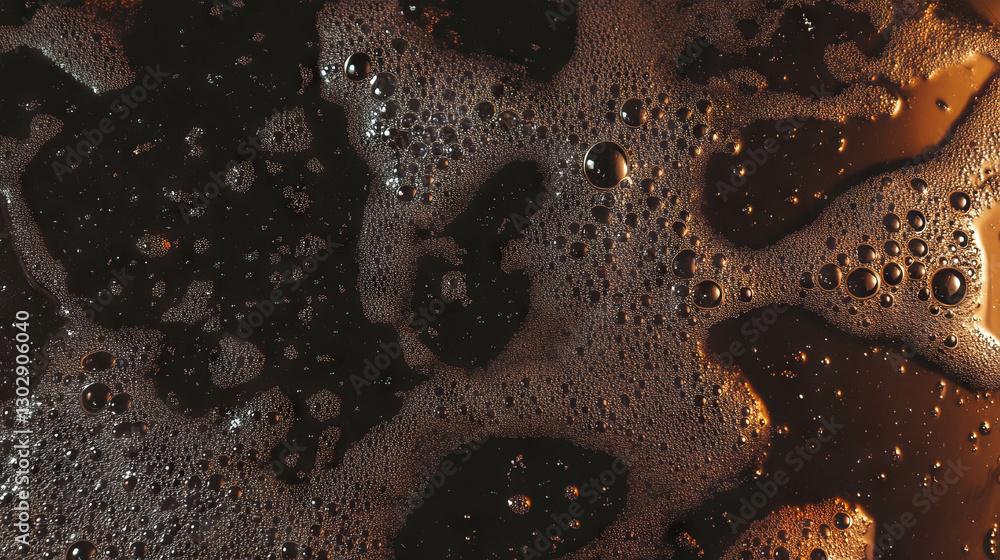 Poster fizzy cola texture with bubbles rising in close up
