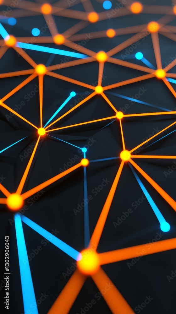 Aufkleber dynamic network connection visualization digital space abstract art dark background close-up modern 