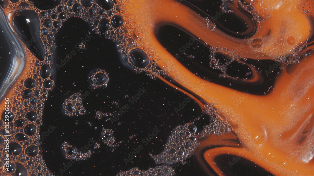 Aufkleber Close up of cola texture with rising bubbles and swirls for refreshing concept