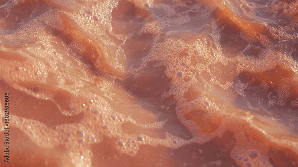 Poster close up textured surface of liquid clay with thick mud patterns