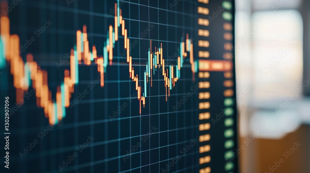 Poster dynamic stock market chart display financial analysis business environment digital interface insight