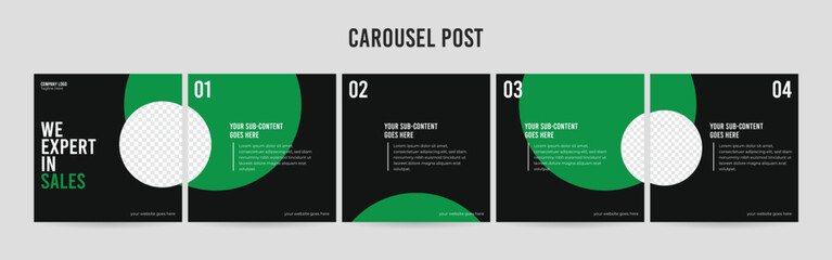 Editable Instagram Carousel Post Layout Set, Social Media Marketing microblog template design, tips & tricks linkedin post template, eps 10.  © Design