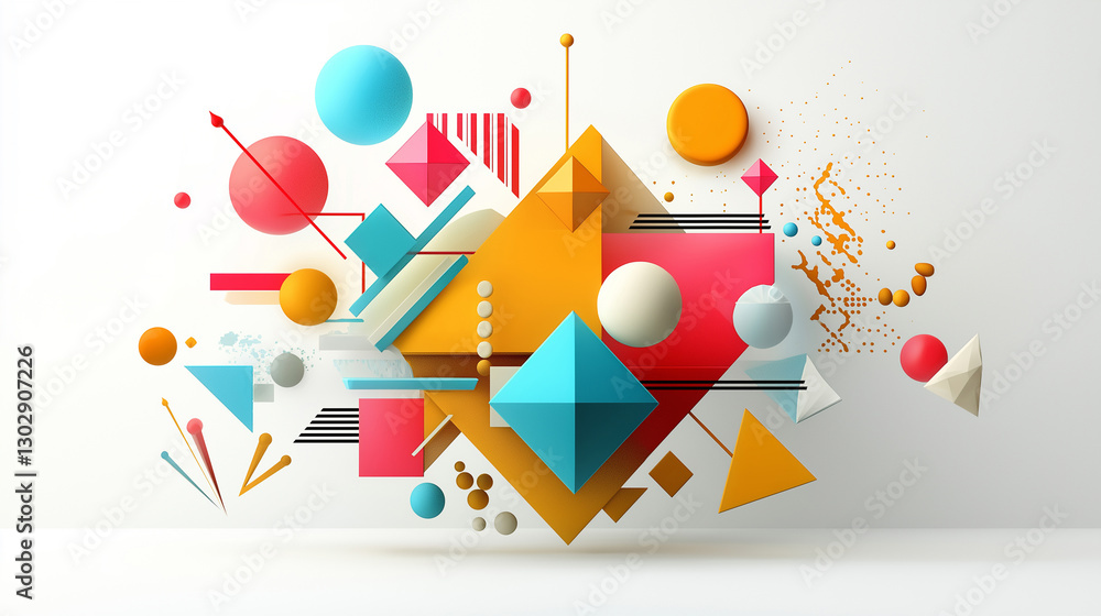 Poster a shape is made up of many smaller shapes that are different colors
